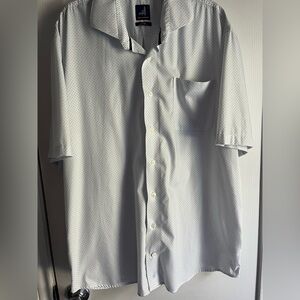 Johnnie-O prep formance short sleeved button down Men's White Patterned Shirt XL